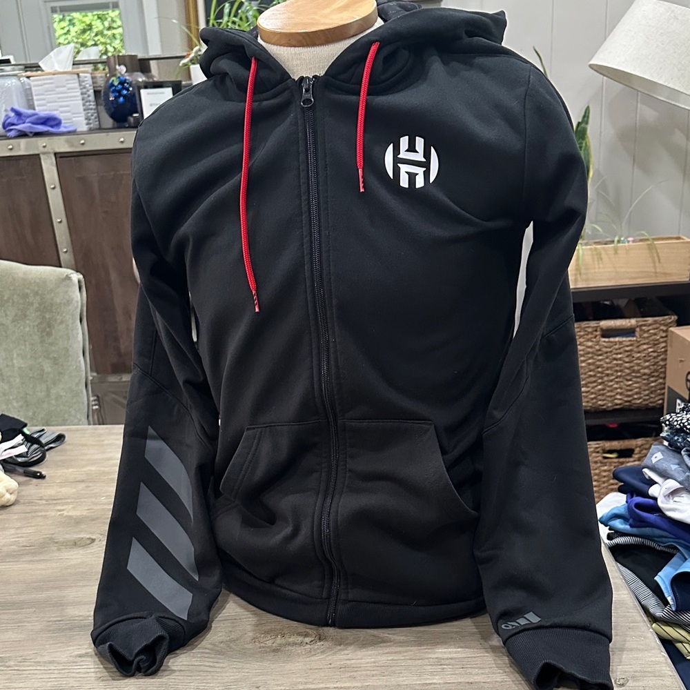 Adidas Black Hoodie with Red and Gray Details